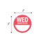 Nevs DaySpots - Wednesday/Mercoles 2" circle White w/Red DDOT-WS2 - alternate 2